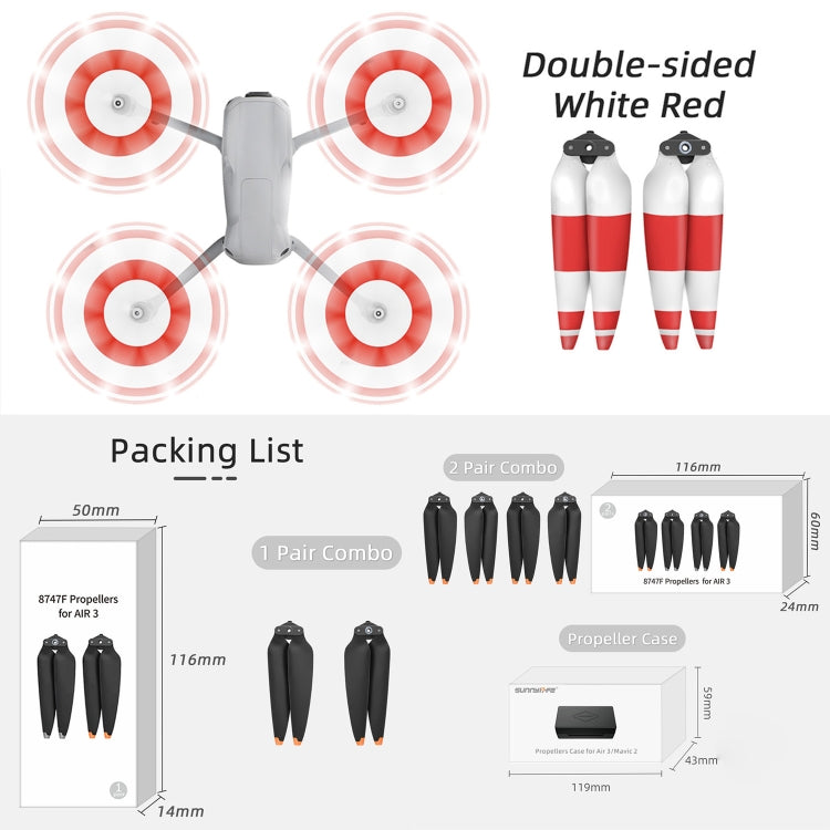 For DJI Air 3 Sunnylife 8747F Low Noise Quick-release Propellers, Style:1 Pair Silver Tip - DIY Propeller by Sunnylife | Online Shopping South Africa | PMC TechLife | Buy Now Pay Later Mobicred