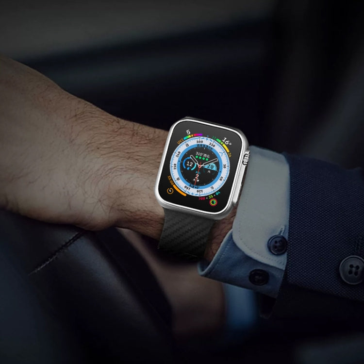 For Apple Watch 8 41mm Carbon Fiber Pattern Magnetic Buckle Silicone Watch Band(Grey) - Watch Bands by PMC TechLife | Online Shopping South Africa | PMC TechLife