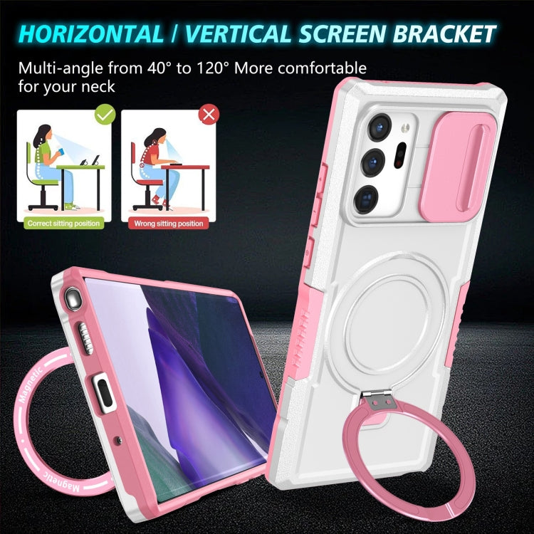 For Samsung Galaxy Note20 Ultra Sliding Camshield Magsafe Holder TPU Hybrid PC Phone Case(Pink White) - Galaxy Note20 Ultra Cases by PMC TechLife | Online Shopping South Africa | PMC TechLife