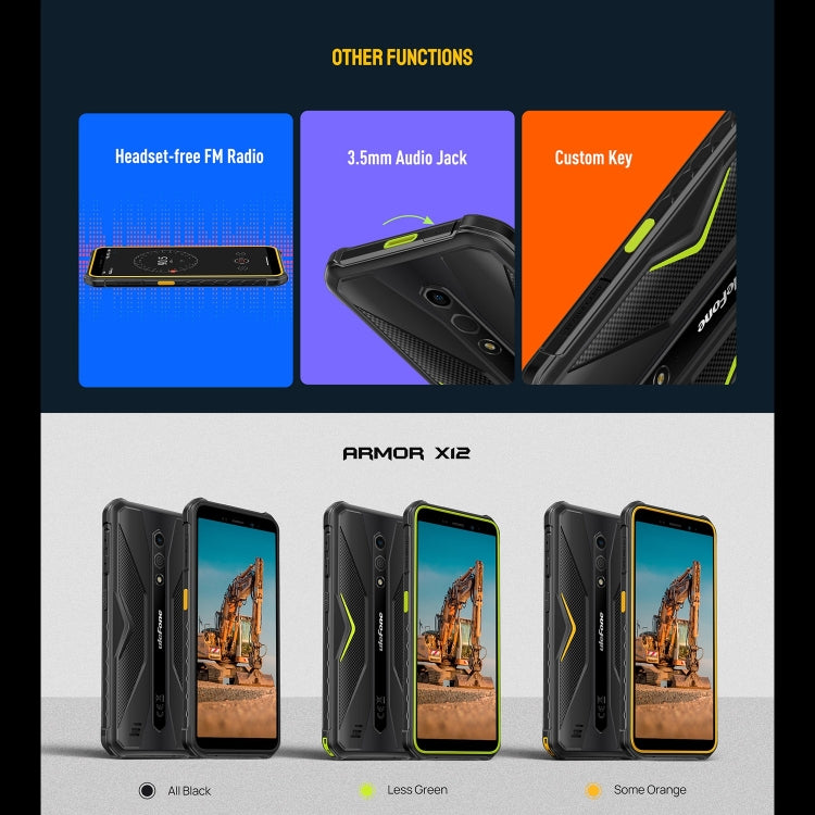Ulefone Armor X12, 3GB+32GB, Rugged Phone, Face Unlock, 5.45 inch Android 13 Go MediaTek Helio A22 Quad Core, Network: 4G, NFC(Some Orange) - free shipping - PMC TechLife - Order now!