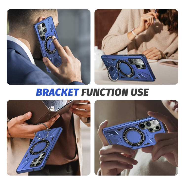 For Samsung Galaxy S23 Ultra 5G MagSafe Magnetic Shockproof Phone Case with Ring Holder(Navy Blue) - Galaxy S23 Ultra 5G Cases by PMC TechLife | Online Shopping South Africa | PMC TechLife