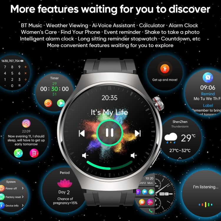 MT200 1.43 inch AMOLED IP67 Smart Call Watch, Support ECG/Body Temperature/Blood Glucose Monitoring(Silver) - Smart Watches by PMC TechLife | Online Shopping South Africa | PMC TechLife