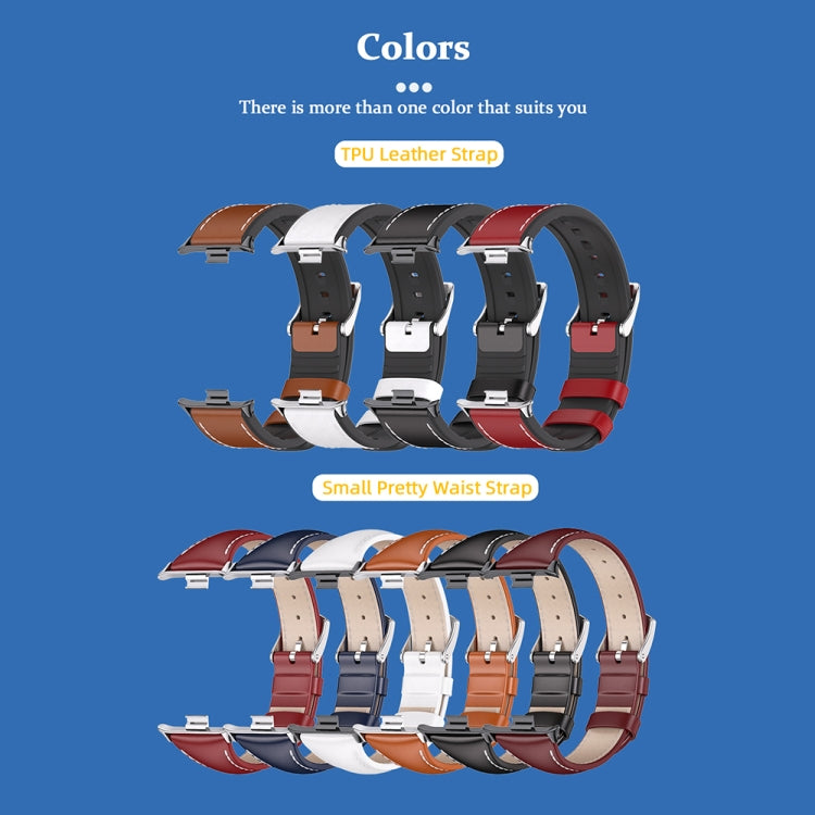 For Xiaomi Smart Band 9 Pro / 8 Pro Mijobs Genuine Leather Slim Watch Band(Blue Silver) - Watch Bands by MIJOBS | Online Shopping South Africa | PMC TechLife | Buy Now Pay Later Mobicred
