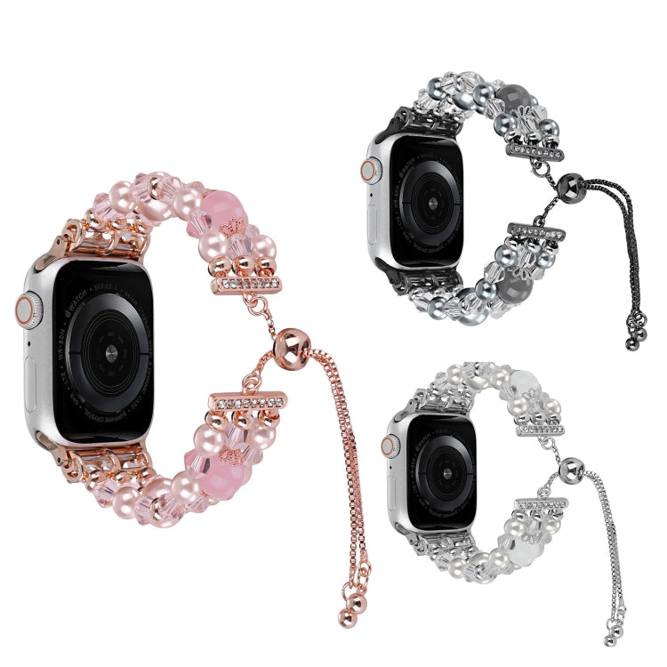 For Apple Watch Ultra 49mm Beaded Onyx Retractable Chain Watch Band(Grey) - free shipping - PMC TechLife - Order now!