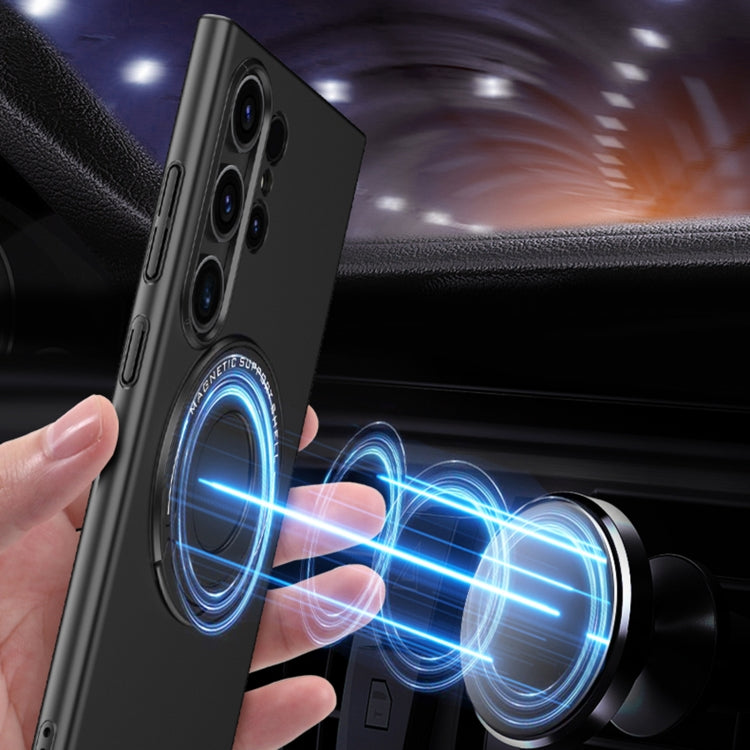 For Samsung Galaxy S24+ 5G Matte Magsafe Magnetic Phone Case with Trolley Holder(Black) - Galaxy S24+ 5G Cases by PMC TechLife | Online Shopping South Africa | PMC TechLife