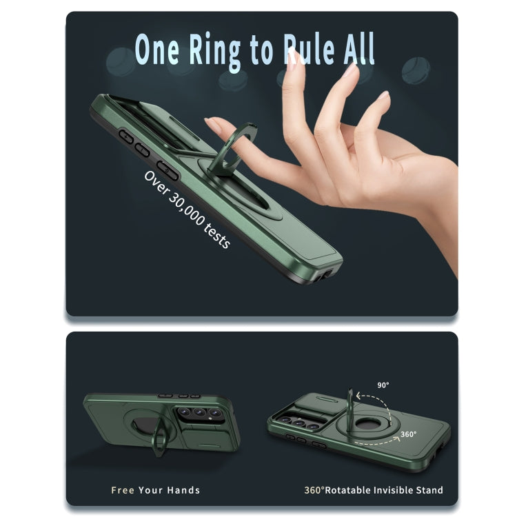 For Samsung Galaxy S23 5G Camshield MagSafe Ring Holder Armor Phone Case(Deep Green) - Galaxy S23 5G Cases by PMC TechLife | Online Shopping South Africa | PMC TechLife