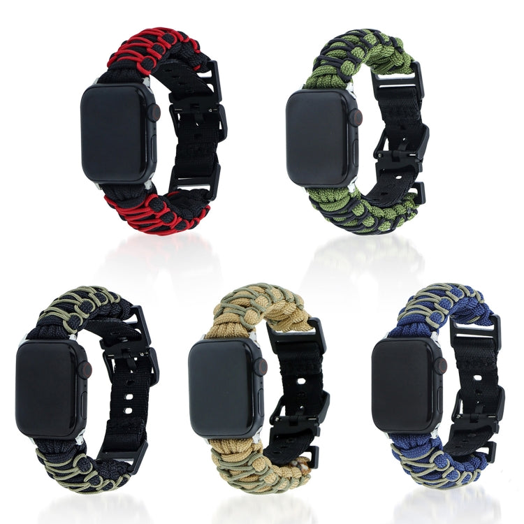 For Apple Watch Series 7 45mm Dual-layer Braided Paracord Buckle Watch Band(Black Red) - free shipping - PMC TechLife - Order now!