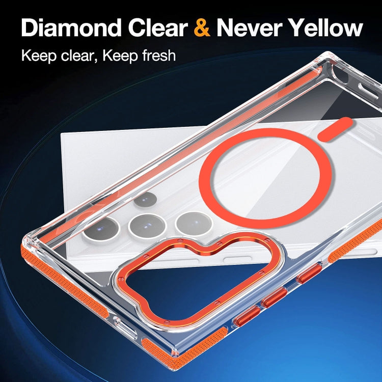For Samsung Galaxy S24 5G Dual-Color Clear Acrylic Hybrid TPU MagSafe Phone Case(Orange) - Galaxy S24 5G Cases by PMC TechLife | Online Shopping South Africa | PMC TechLife