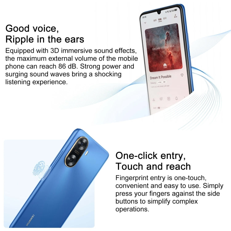 HUAWEI Enjoy 70z, 8GB+256GB, Side Fingerprint Identification, 6.75 inch HarmonyOS 4.0 Octa Core 2.4GHz, Network: 4G, Not Support Google Play(White) - free shipping - PMC TechLife - Order now!