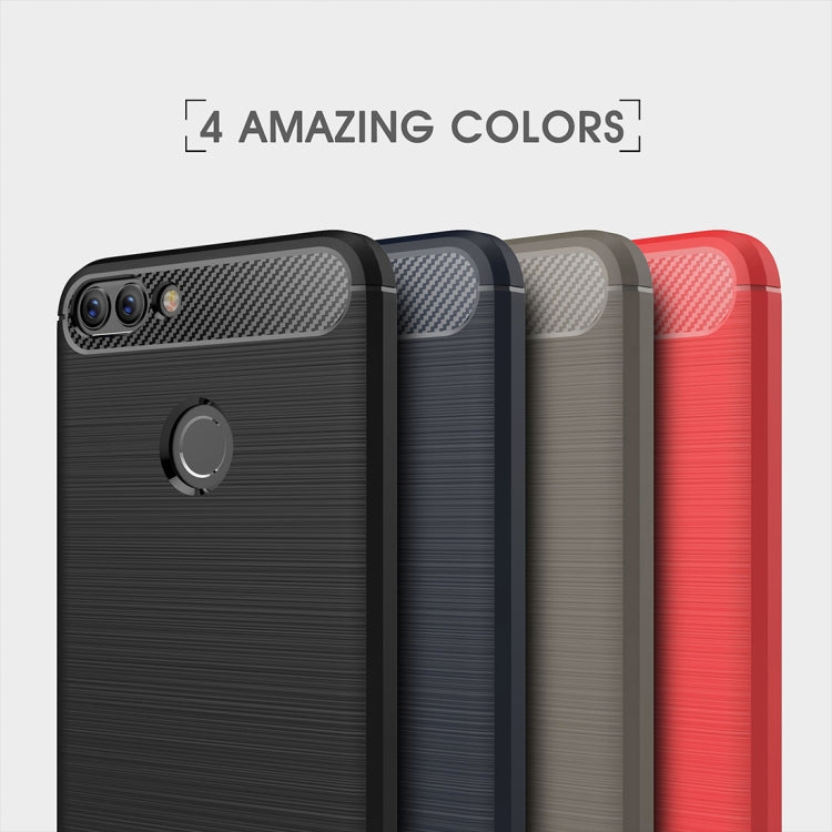 For Huawei P smart / Enjoy 7S Brushed Texture Carbon Fiber Shockproof TPU Protective Back Case (Black) - Huawei Cases by PMC TechLife | Online Shopping South Africa | PMC TechLife | Buy Now Pay Later Mobicred