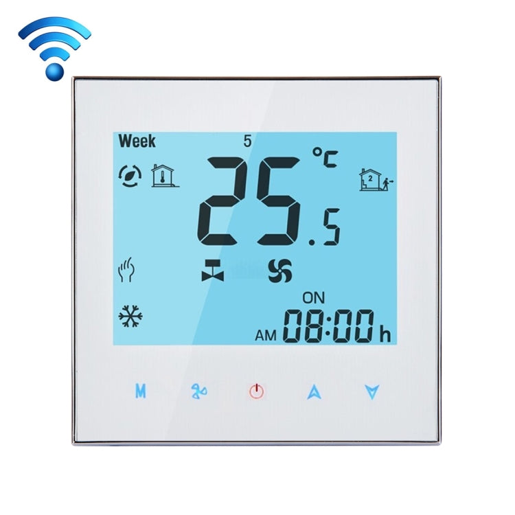 LCD Display Air Conditioning 2-Pipe Programmable Room Thermostat for Fan  Coil Unit, Supports Wifi(White), ZA