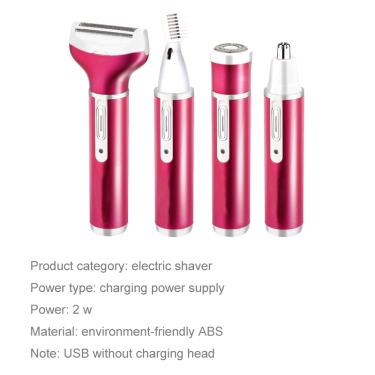4 In 1 USB Rechargeable Vibrissa Eyebrows Trimmer Body Hair Denuding Machine Set with USB Cable(Purple) - free shipping - PMC TechLife - Order now!
