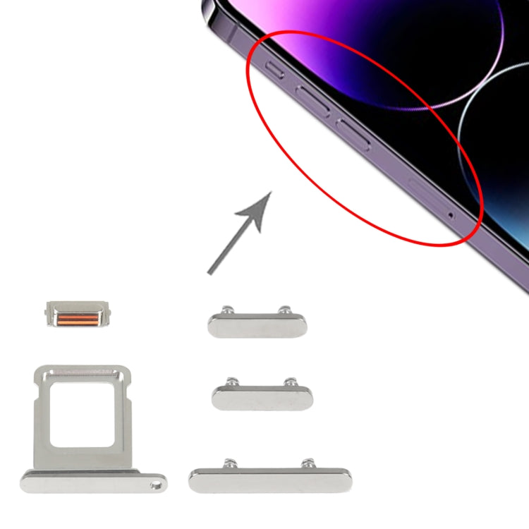 SIM Card Tray + Side Keys for iPhone 14 Pro Max(Silver) - by PMC TechLife | Online Shopping South Africa | PMC TechLife