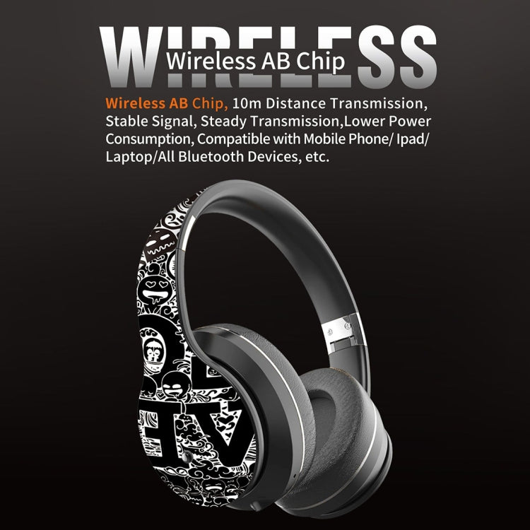 B1 Graffiti Pattern Wireless Bluetooth V5.0 Headset (Black Silver) - Headset & Headphone by PMC TechLife | Online Shopping South Africa | PMC TechLife