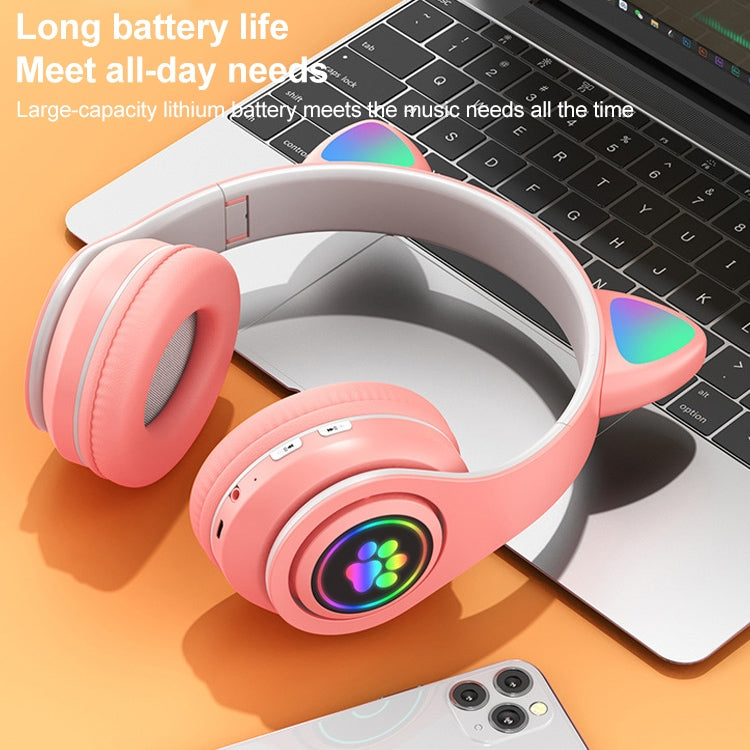 B39 Cat Ear Design LED Gradient Light Wireless Bluetooth Headset(Pink) - Multimedia Headset by PMC TechLife | Online Shopping South Africa | PMC TechLife