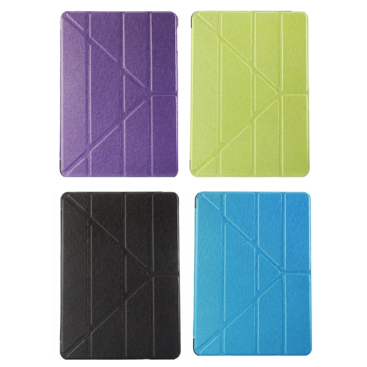 For iPad 9.7 (2018) & iPad 9.7 (2017) & iPad Air Silk Texture Horizontal Deformation Flip Leather Case with Three-folding Holder(Blue) - free shipping - PMC TechLife - Order now!