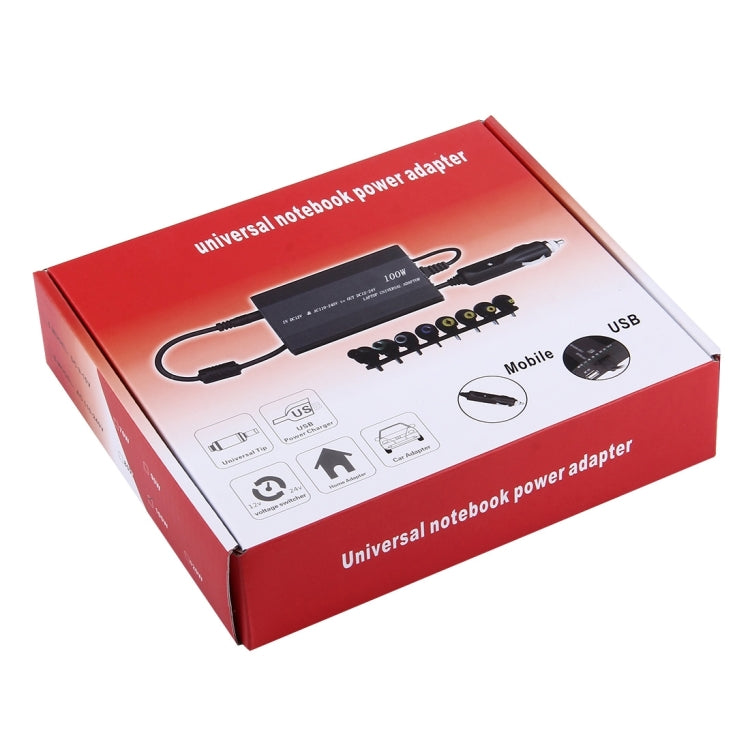 Laptop Notebook Power 100W Universal Charger with Car Charger & AC Power Adapter & 8 Power Adapters & 1 USB Port for Samsung, Sony, Asus, Acer, IBM, HP, DELL,US Plug - Universal Power Adapter by PMC TechLife | Online Shopping South Africa | PMC TechLife
