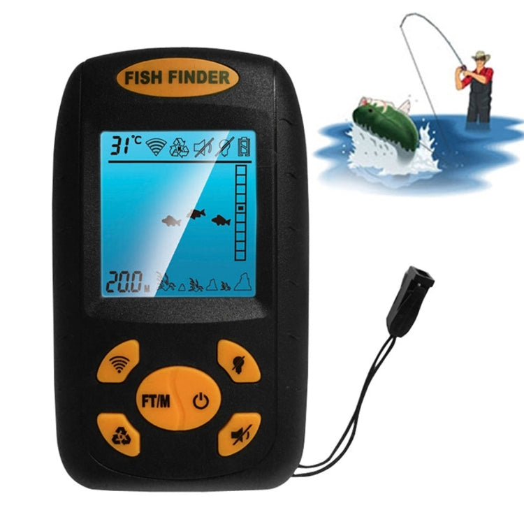 Portable Ultrasonic Fish Finder, Water Depth & Temperature Fishfinder with  Wired Sonar Sensor Transducer and LCD Display, ZA