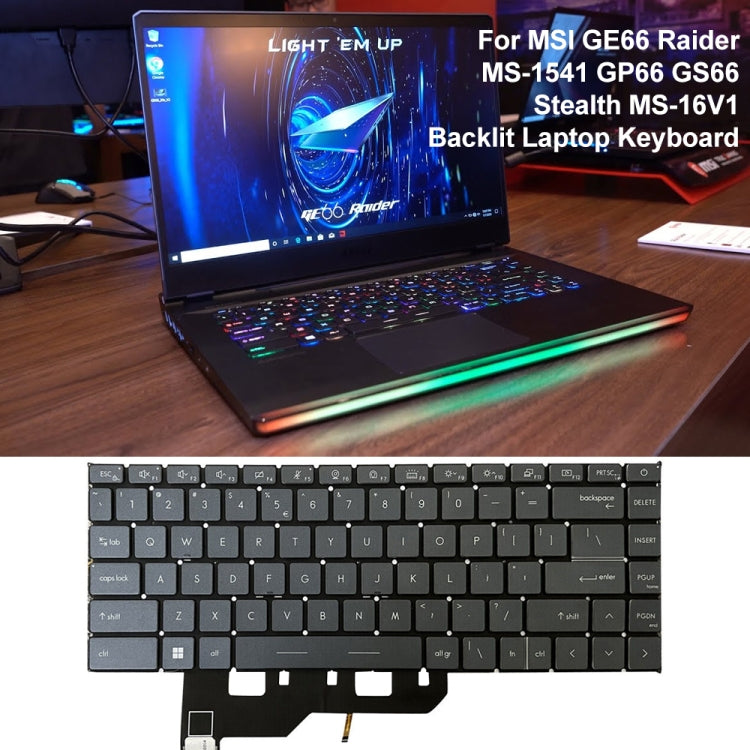 US Version Laptop Keyboard with Backlight for MSI GE66 Raider / MS-1541 / GP66 / MS-1542/1543 / GS66 / MS-16V1 / MS-16V2 / 10SD / 10SE (Grey) - Replacement Keyboards by PMC TechLife | Online Shopping South Africa | PMC TechLife