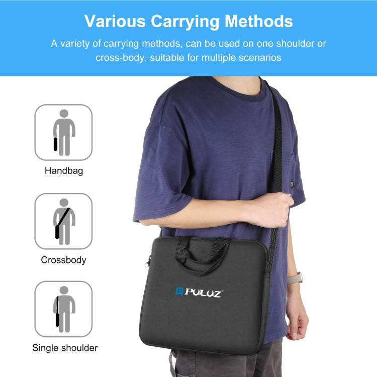PULUZ 12 inch Ring LED Lights Portable Zipper Storage Bag Shoulder Handbags, Size: 38cm x 33cm x 3cm (Black) - Strap Satchel by PULUZ | Online Shopping South Africa | PMC TechLife