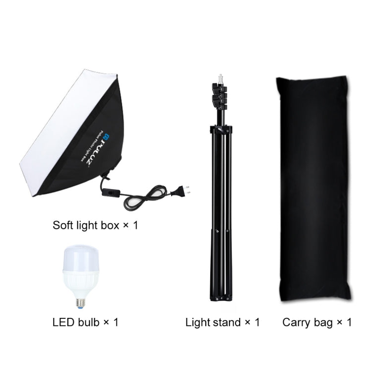 PULUZ 50x70cm Studio Softbox + 2m Tripod Mount + Single E27 30W 5700K White Light LED Bulb Photography Kit(EU Plug) - Stand Bracket by PULUZ | Online Shopping South Africa | PMC TechLife | Buy Now Pay Later Mobicred