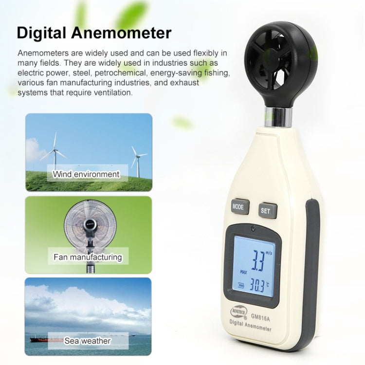BENETECH Digital Electronic Anemometer (GM816A)(White) - Tachometers & Anemometer by BENETECH | Online Shopping South Africa | PMC TechLife | Buy Now Pay Later Mobicred