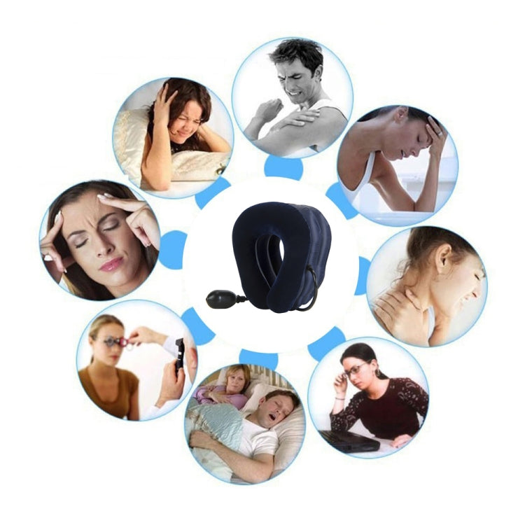 Inflatable Air Cervical Neck Traction Device Soft Head Back Shoulder Neck Ache Massager Headache Pain Relief Relaxation Brace(Dark Blue) - free shipping - PMC TechLife - Order now!
