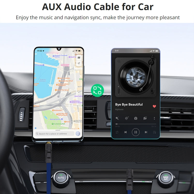 1m Noodle Style Aux Audio Cable 3.5mm Male to Male, Compatible with Phones, Tablets, Headphones, MP3 Player, Car/Home Stereo & More(Dark Blue) - free shipping - PMC TechLife - Order now!