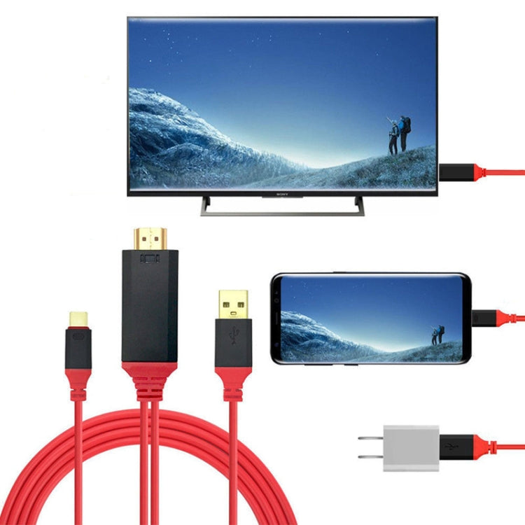2 in 1 USB-C / Type-C + USB Power Supply Interface to 4K x 2K Ultra HD HDMI Video Cable, Length: 2m - Cable & Adapters by PMC TechLife | Online Shopping South Africa | PMC TechLife