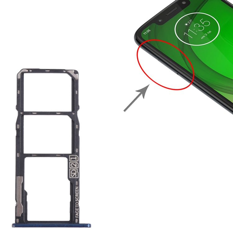 For Motorola Moto G7 Play SIM Card Tray + SIM Card Tray + Micro SD Card Tray (Blue) - Card Socket by PMC TechLife | Online Shopping South Africa | PMC TechLife
