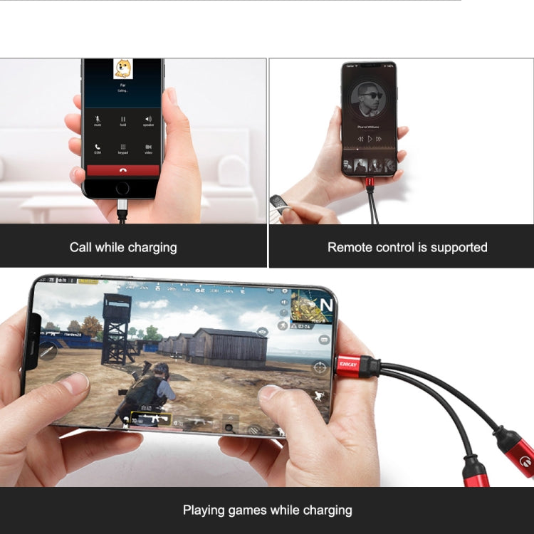 ENKAY ENK-AT104 8 Pin to Dual 8 Pin Charging Listen to Songs Aluminum Alloy Adapter Conversion Cable(Silver) - Earphone Adapter by ENKAY | Online Shopping South Africa | PMC TechLife | Buy Now Pay Later Mobicred
