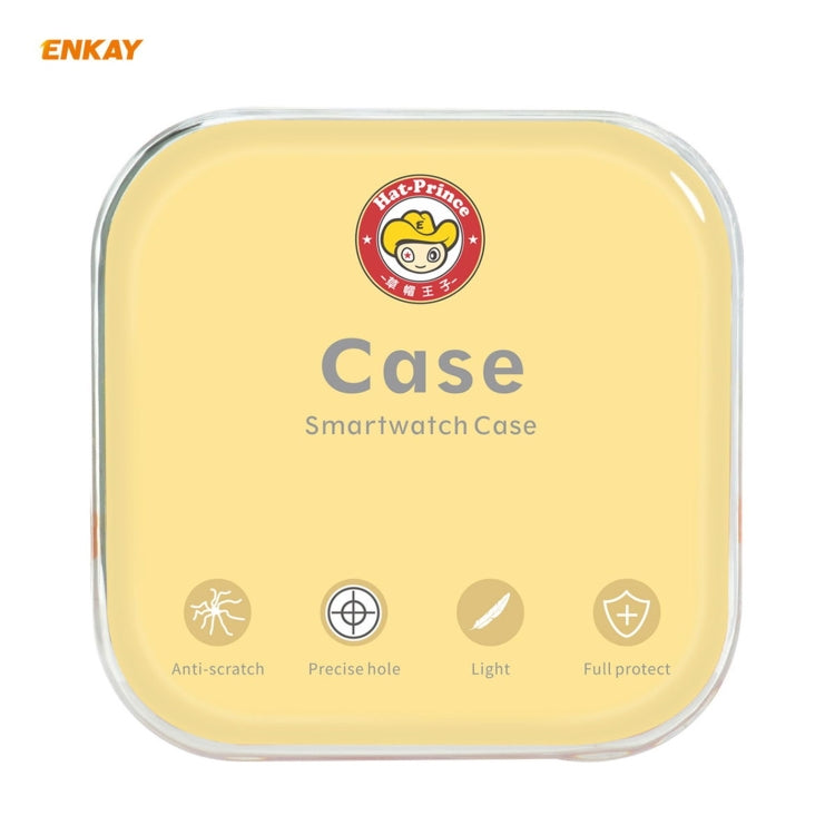 ENKAY Hat-Prince Full Coverage Electroplated PC Case + Tempered Glass Protector for Apple Watch Series 6 / 5 / 4 / SE 44mm(White+Champagne) - Watch Cases by ENKAY | Online Shopping South Africa | PMC TechLife | Buy Now Pay Later Mobicred