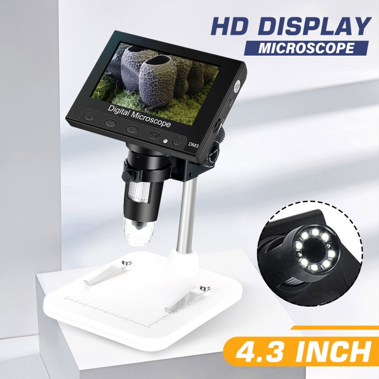 DM4 4.3 Inch LCD Digital Microscope Endoscope with Recording and Stand, HD, 720P, 1000X Zoom - free shipping - PMC TechLife - Order now!