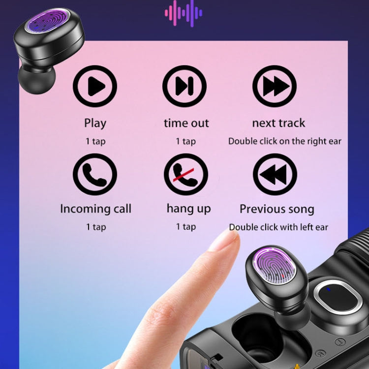 T&G TG909 TWS In-Ear Mini Dual Channel Stereo Bluetooth Earphones with LED Display(Black Gold) - Bluetooth Earphone by T&G | Online Shopping South Africa | PMC TechLife