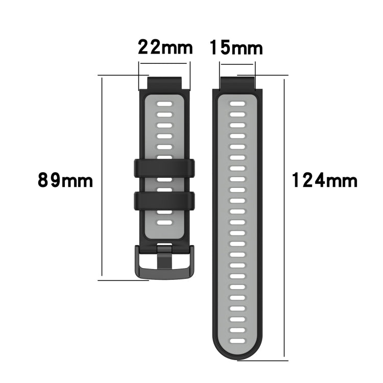 Compatible with Garmin Compatible witherunner 735 / 735XT Two-Color Silicone Watch Band(Black+Grey) - Watch Bands by PMC TechLife | Online Shopping South Africa | PMC TechLife | Buy Now Pay Later Mobicred
