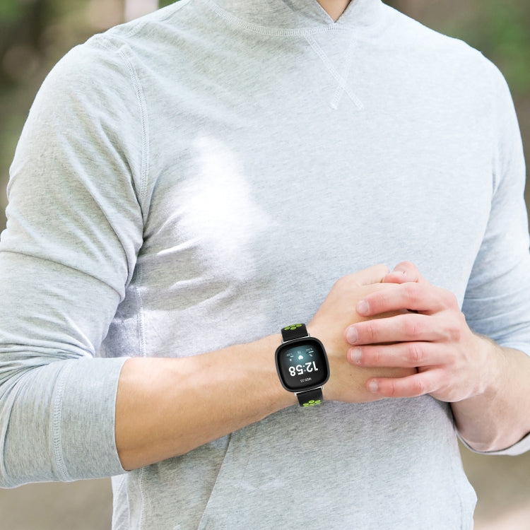 For Fitbit Sense 2 Two-Color Perforated Breathable Silicone Watch Band(Black+Black) - Watch Bands by PMC TechLife | Online Shopping South Africa | PMC TechLife | Buy Now Pay Later Mobicred