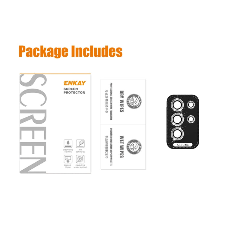 For Samsung Galaxy S23 Ultra 5G ENKAY 9H Rear Camera Lens Glitter Aluminium Alloy Ring Tempered Glass Film(Golden) - free shipping - PMC TechLife - Order now!