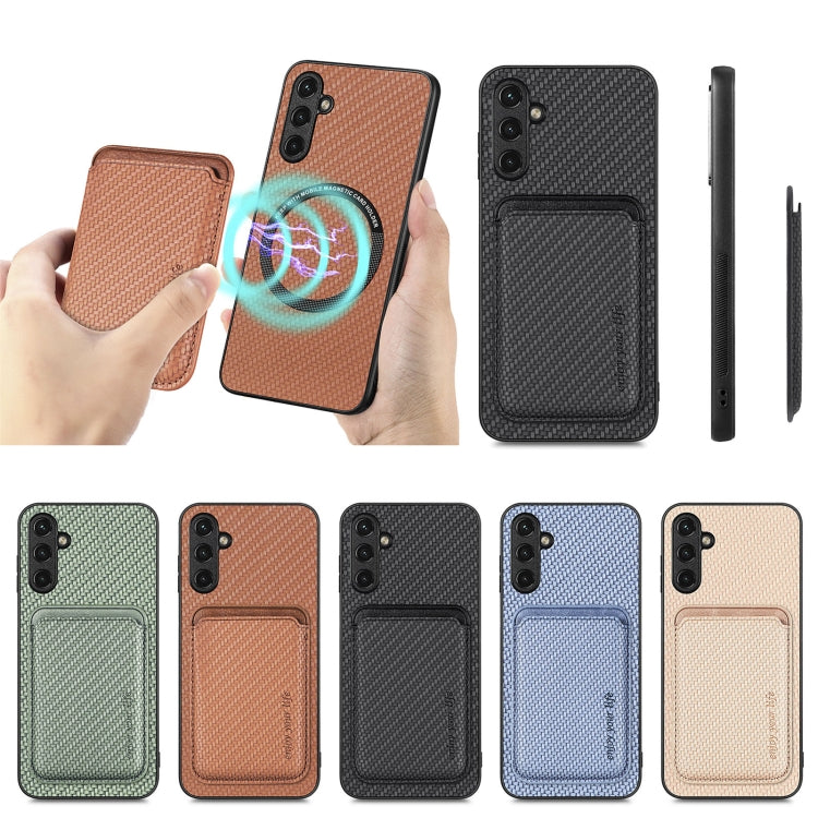 For Samsung Galaxy A14 5G Carbon Fiber Leather Card Magsafe Magnetic Phone Case(Green) - free shipping - PMC TechLife - Order now!