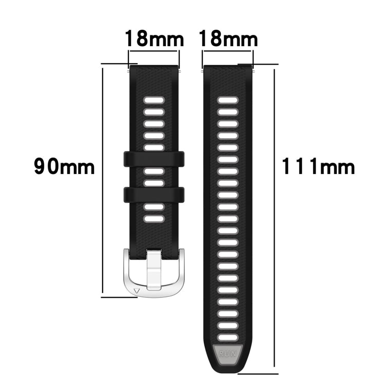 For Garmin Active S 18mm Sports Two-Color Steel Buckle Silicone Watch Band(Lake Blue+Black) - Smart Wear by PMC TechLife | Online Shopping South Africa | PMC TechLife