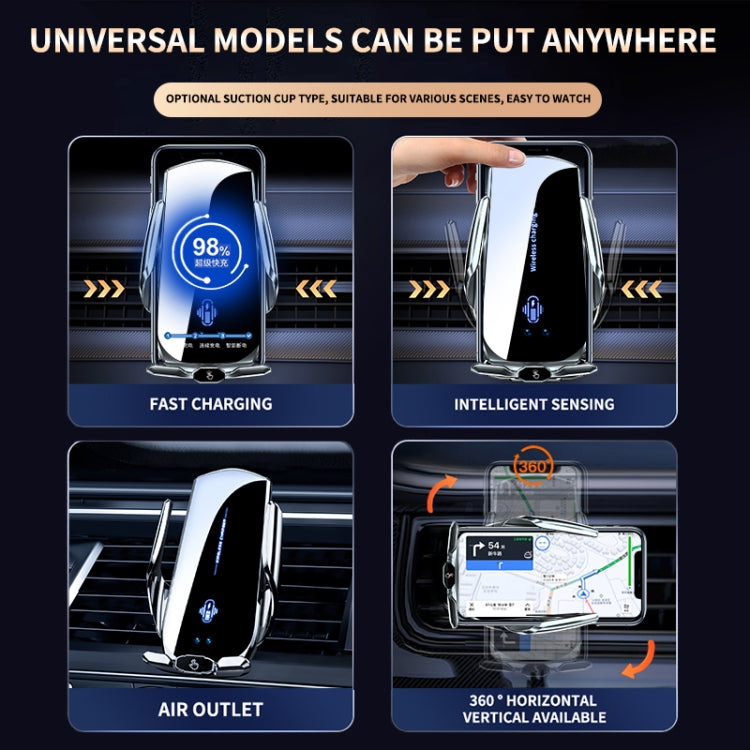 A2 Car Mobile Phone Bracket Wireless 15W Fast Charging Automatic Smart Sensor Stand(Black) - Wireless Charger Holders by PMC TechLife | Online Shopping South Africa | PMC TechLife