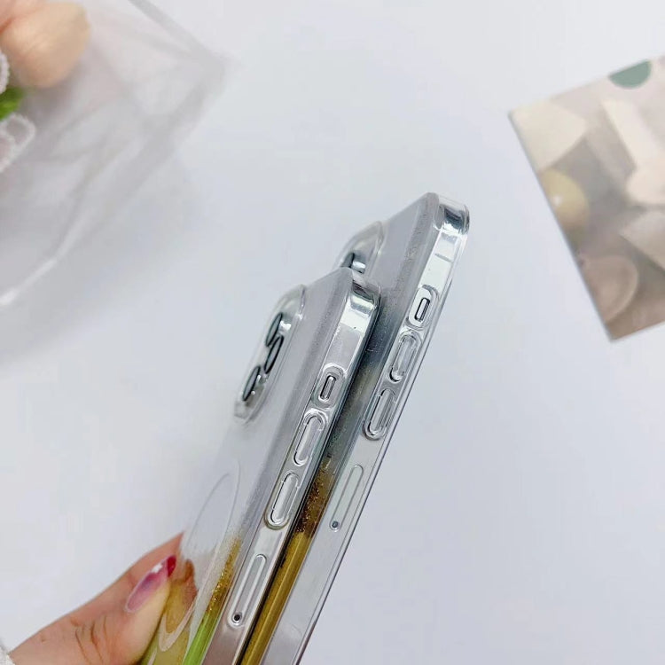 For iPhone 15 Gilding MagSafe Hybrid Clear TPU Phone Case(Yellow) - free shipping - PMC TechLife - Order now!