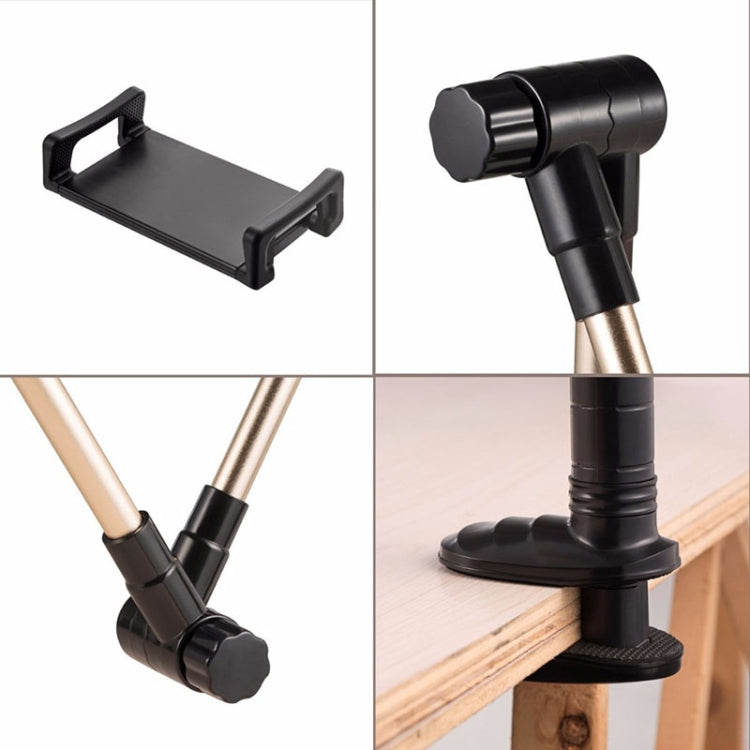 360 Degree Rotation Lazy Mount Folding Long Arm Phone Stand Holder for 4-14 Inch Tablet & Phone(Black Gold) - Lazy Bracket by PMC TechLife | Online Shopping South Africa | PMC TechLife