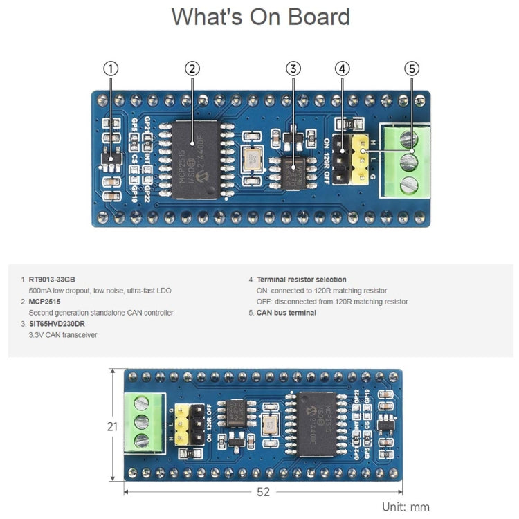Waveshare For Raspberry Pi Pico CAN Bus Module (B),Enabling Long Range Communication Through SPI,23775 - free shipping - PMC TechLife - Order now!