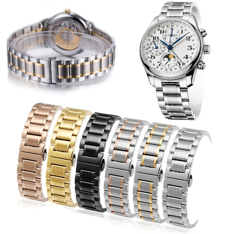14mm Steel Bracelet Butterfly Buckle Five Beads Unisex Stainless Steel Solid Watch Strap, Color:Silver - Watch Bands by PMC TechLife | Online Shopping South Africa | PMC TechLife