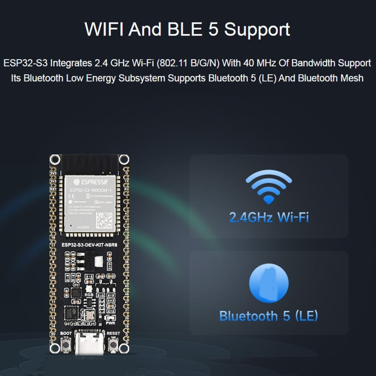 Waveshare ESP32-S3 Microcontroller 2.4GHz Wi-Fi Development Board ESP32-S3-WROOM-1-N8R8 Module Standard Ver. With Pinheader - Arduino Nucleo Accessories by Waveshare | Online Shopping South Africa | PMC TechLife | Buy Now Pay Later Mobicred