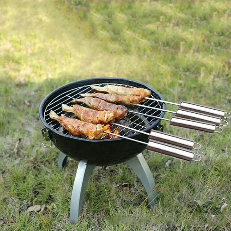 5 PCS Barbecue Pin With Handle BBQ Stainless Steel Grill Skewer Grill Pin With Heat-proof Handle - Cookwares & Tablewares by PMC TechLife | Online Shopping South Africa | PMC TechLife | Buy Now Pay Later Mobicred