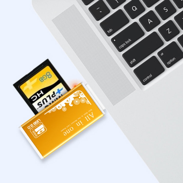 Multi in 1 Memory SD Card Reader for Memory Stick Pro Duo Micro SD,TF,M2,MMC,SDHC MS Card(Gold) - by PMC TechLife | Online Shopping South Africa | PMC TechLife