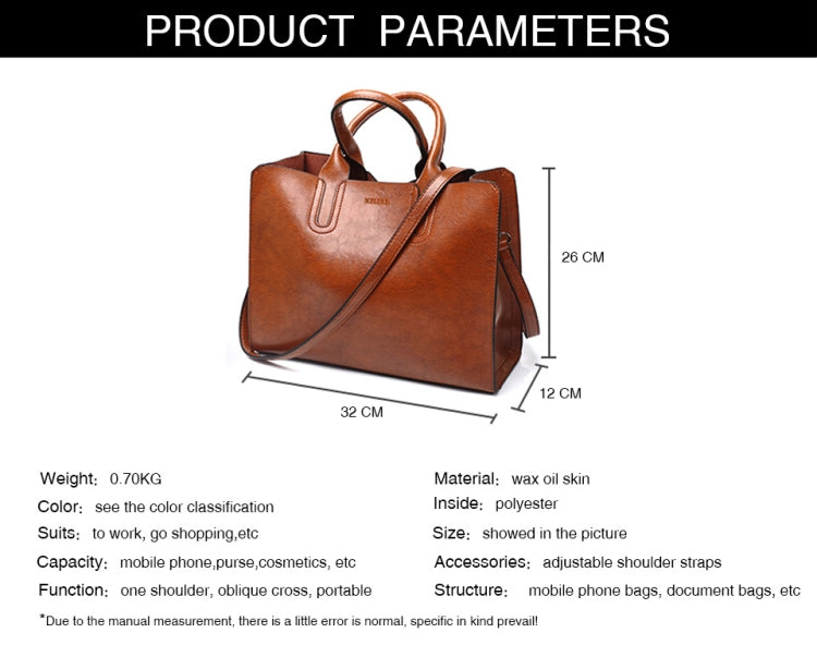 Leather Handbags Big Women Bag Casual Female Bags Trunk Tote Shoulder Bag Ladies Large Bolsos, Color:Coffee - Handbags by PMC TechLife | Online Shopping South Africa | PMC TechLife