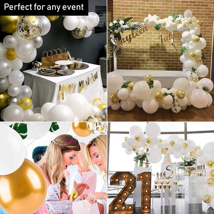 White Gold Party Theme Balloon Garland Set Birthday Wedding Decoration Balloon Set - Balloons by PMC TechLife | Online Shopping South Africa | PMC TechLife