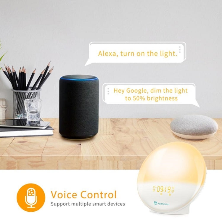 Alexa Voice-Activated Electronic Alarm Clock Sunrise Wake Up Night Light Support Smart APP Control, UK Plug(White) - Alarm Clocks by PMC TechLife | Online Shopping South Africa | PMC TechLife